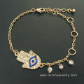 Evil Eye Rhinestone Bracelets Gold Plated Chain Bracelet